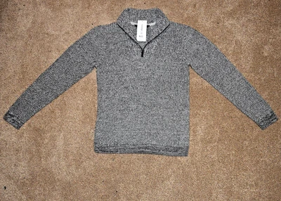 Moda Gris Tejido Media Cremallera Jersey Pullover Manga Larga Cuello Alto Cálido Informal Foto 1 de 4