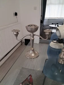 Grenadier Silver Plated Candelabra Rose Bowl Vase 2 Arms - Picture 1 of 11