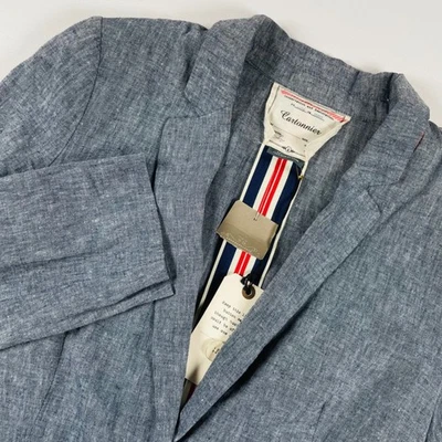 Cartonnier Anthropologie Women Linen Blend Blazer Jacket Blue Casual Classic NEW - Image 1 of 4