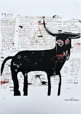 JEAN-MICHEL BASQUIAT - Costillas de ternera Longhorn - firmado, numerado 135/300, 50x70 cm Foto 1 de 4