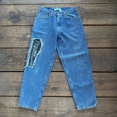 Jeans masculino Levis 560 azul denim perna cônica faça você mesmo desgastado Harley Davidson 32x32 - Imagem 1 de 4