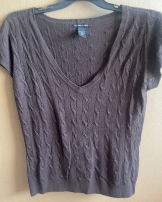 NEW YORK & COMPANY XL КОРИЧНЕВЫЙ СВИТЕР С КОРОТКИМ РУКАВОМ - Изображение 1 из 4