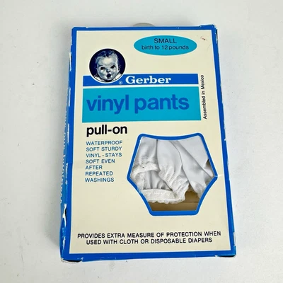 Pantalones de vinilo Gerber de colección como nuevos para bebé pequeño nacimiento a 12 libras 1987 nuevos en caja Foto 1 de 4