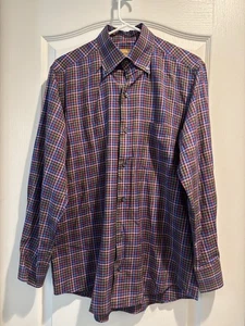 Paul Stuart Italy Shirt Mens M Plaid Check Button Up Long Sleeve - Picture 1 of 8