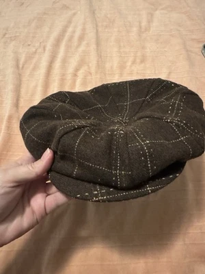 Gorra de Newsboy Kangol Mezcla de Lana Marrón A Cuadros Ala a Presión Talla M Foto 1 de 4
