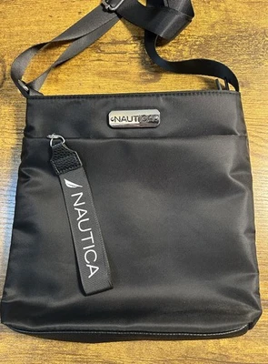 Cartera Bandolera Nautica Negra con Correa Ajustable Bolsillo Lateral 9x9 - Nueva Foto 1 de 3