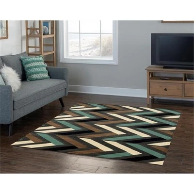 Linon Roma Herringbone Power Loomed Polypropylene 5'x7' Area Rug in Gray - Image 1 of 4