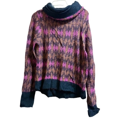Veronica Beard Pink & Black Knit Turtleneck Sweater - Size Large - Image 1 of 4