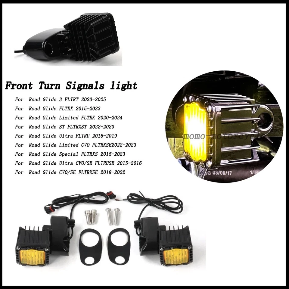 Señales de giro LED de lente amarilla para Harley Road Glide Limited CVO FLTRKSE 2022-2023 Foto 1 de 4