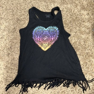 Children’s Place Black Heart Tank Top L/G 10/12 Graphic  - Image 1 of 4