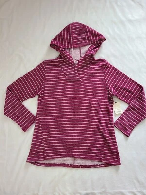 NUEVO CON ETIQUETAS St Johns Bay Sudadera con Capucha Pull Over Rosa Vino Rayas Mujer GRANDE Foto 1 de 4