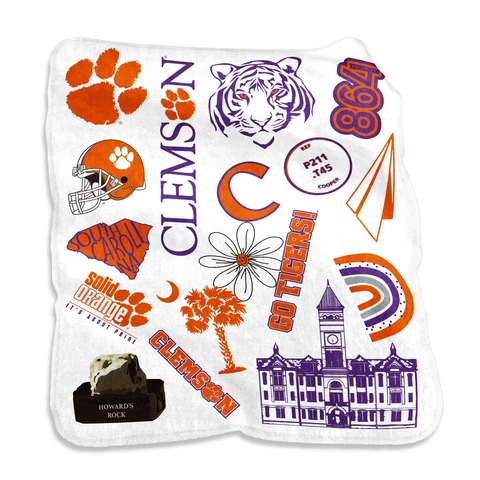Clemson Tigers 50'' x 60'' Native Raschel Plush Throw Blanket Cover
