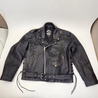 The Alley Chicago Leather Jacket Size 48 Harley Owners Group Patches Biker HOG - Image 1 of 4