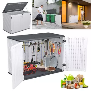 700L Aufbewahrungsbox Outdoor Mülltonnenbox Außenlagerkasten Garten mit Tür Weiß - Bild 1 von 13