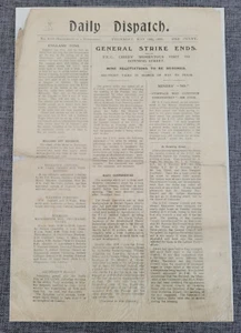 DAILY DISPATCH GENREAL STRIKE ENDS 13TH MAY 1926 NEWSPAPER - Picture 1 of 3