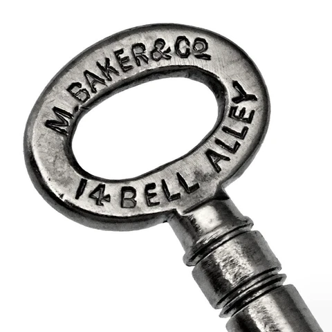 Antique Key - M. BAKER & Co of 14 BELL ALLEY Cabinet Key 1⅝" Small - ref.k832 Cover