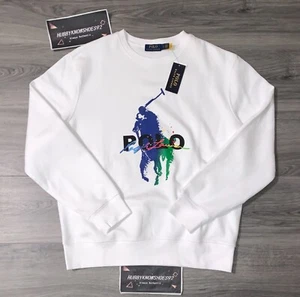 POLO RALPH LAUREN Men's Big & Tall White Big Pony Paint Splatter Sweatshirt NWT - Picture 1 of 6
