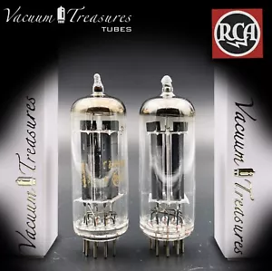 6CG7 ( 6FQ7 ) RCA Ribbed Shielded Plates O Getter Matched Pair Tubes Made in USA - Foto 1 di 9