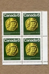 CANADA 1970 Sir Donald Alexander Smith 6¢ (B/R) blocco angolare MNH FRANCOBOLLI - Foto 1 di 1