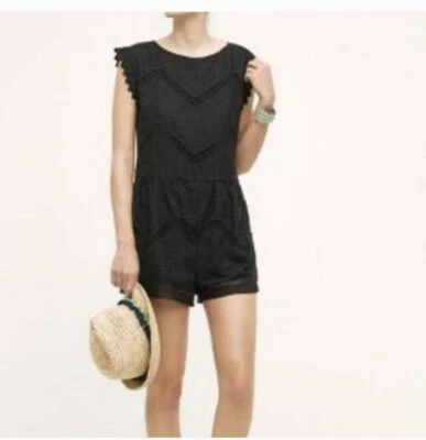 Mameluco Anthropologie Elevenses Forrado Ojales Crochet Negro Talla M Foto 1 de 4