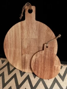 NUEVO Juego/2 tablas de cortar redondas de madera de 10 pulgadas y 5 pulgadas para charcutería/queso-colgables - Imagen 1 de 5