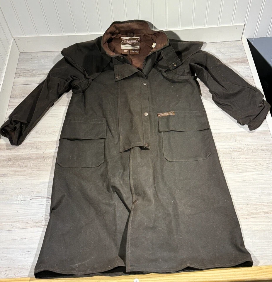 Vintage RARE Driza Bone KIDS Horse Riding Jacket Coat Duster Waxed Oilcloth 8-10 - Image 1 of 4