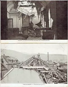 2 CPA GUERRE 1914 : VIEUX THANN Trous d'obus Sous préfecture (Haut Rhin) - Picture 1 of 2