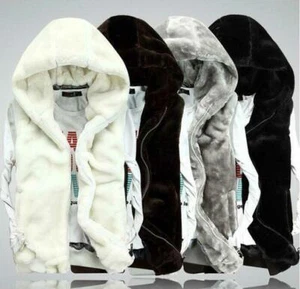 Chaquetas de invierno para hombre chalecos con capucha de piel sintética abrigos suaves sin mangas chaleco 2026 - Imagen 1 de 26