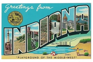 Large Letter PLAYGROUND OF MIDDLE WEST Multi View Steel Indiana Postcard IN  - Picture 1 of 2