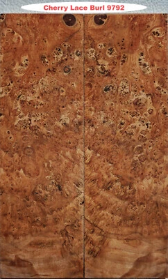 Excepcional escala de cuchillo de encaje de cereza estabilizada Burl #9792, empuñaduras de pistola, caja de madera Foto 1 de 4