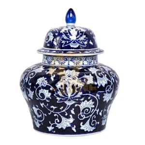 Porcelain Aline Ginger Jar Blue White Indoor Outdoor Tabletop Home Decor - Picture 1 of 24