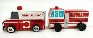 Wooden ambulance & Fire Truck 3 3/4" - Picture 1 of 4