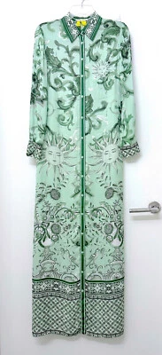 Alice + Olivia Chassidy Maxi Shirt Dress Mint Green Sun Lisboa Lemon Meringue S - Image 1 of 4