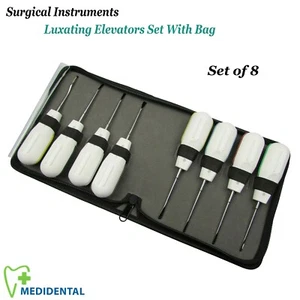 Juego de 8 elevadores de raíces luxantes para extracción dental mango de plástico con bolsa - Imagen 1 de 10