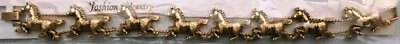 Pulsera Wild Horses Slide Charm Nueva, Stock Antiguo Vintage Tono Dorado Mustang Caballo Foto 1 de 2