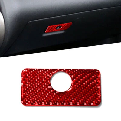 Red Carbon Fiber Dashboard Storage Box Handle Cover For Chevrolet Camaro 17-19  - Image 1 of 4