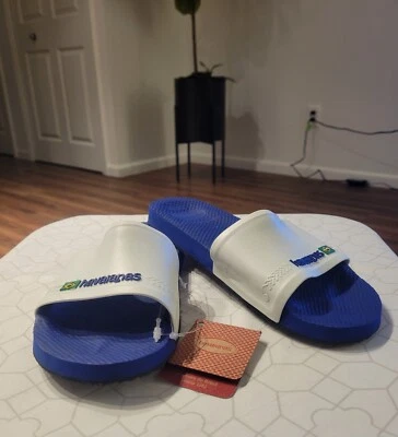 Toboganes Havaianas Alpargatas para Mujer ~ Azul Marino/Blanco ~ Talla 7/8 ~ Nuevo con Etiquetas Foto 1 de 4