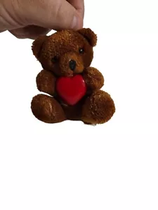 VAL HEART-THROS Bear Plush Red Heart 1986 APPLAUSE Stuffed Animal 3" - Picture 1 of 4