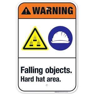 Falling Objects Hard Hat Area Sign, ANSI Warning Sign, - Picture 1 of 88