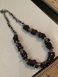 Beautiful Vintage Silver Tone and Rough Polished Garnet Chip Necklace - Picture 1 of 10