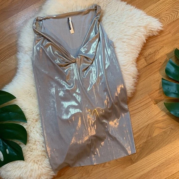 Blusa RN Convertible Brillo Brillo Brillo Diseñador Pasarela Año Nuevo Vacaciones Foto 1 de 4