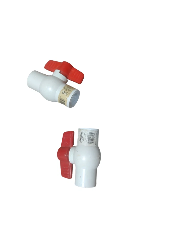 1/2 Inch PVC Threaded Ball Valve - Red Handle - Image 1 of 1