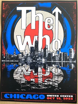 AUTÉNTICO PÓSTER DE LA WHO United Center Chicago IL 2022 Serigrafía Oficial Foto 1 de 4