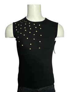 Shrine Classic Goth Punk Rock Unisex Black Gold Bullet Hole Tank Top T Shirt - Picture 1 of 4