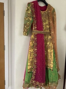 Women ladies Asian Indian Pakistani Wedding Bridal Party Mendhi Henna Lengha - Picture 1 of 11