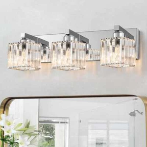 EDISLIVE Orillia 19.7" 3-Light Chrome Bathroom Vanity Light with Crystal Shades - Picture 1 of 11