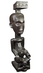 Kuba King Sculpture Ndop Congo Zaire Africa c1970s Large 43cm Signed Mid Century - Picture 1 of 16
