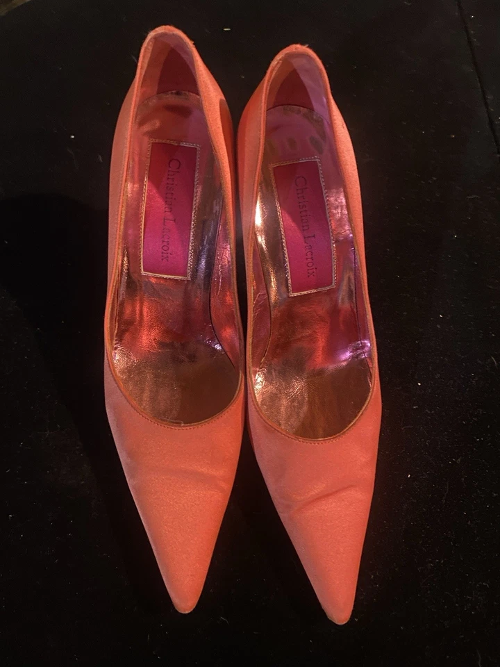 Christian Lacroix женщин насос туфли оранжевый заостренный носок розовый каблук размер ЕС 36,5 - Изображение 1 из 4