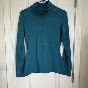 Camisa atlética para correr Athleta para mujer verde azulado manga larga cuarto cremallera - S - Imagen 1 de 9