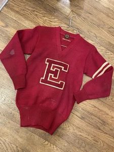 Vintage Lowe Campbell Varsity Sweater “E” Football Letterman - Picture 1 of 9